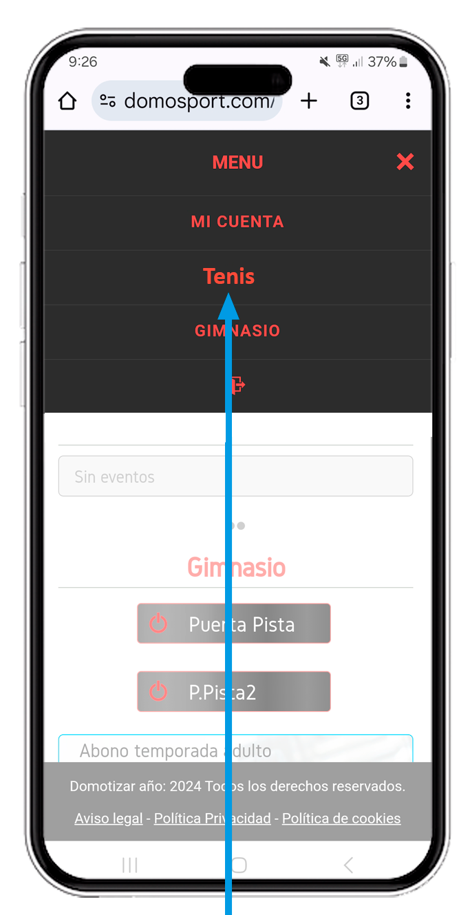Inicio reserva pádel