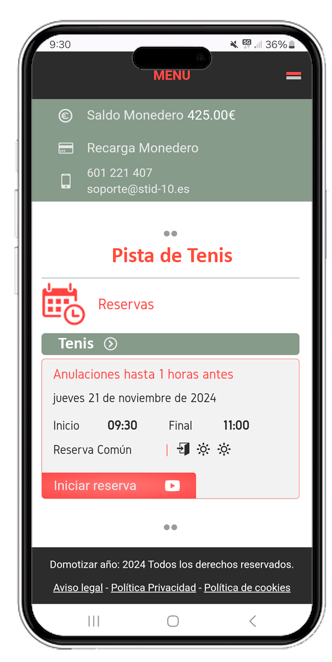 Reserva pádel activa